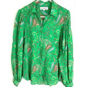 Hale Bob Shinta Silk Collared Buttondown Blouse Size‎ Small